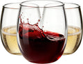 24 Pack 12oz Plastic Stemless Wine Glasses  Disposable Clear Wine Cups - Shatterproof  Unbreakable & BPA-Free  Recyclable Drinkware for Wedding Reception  Birthday Party  New Year  Holidays & Events