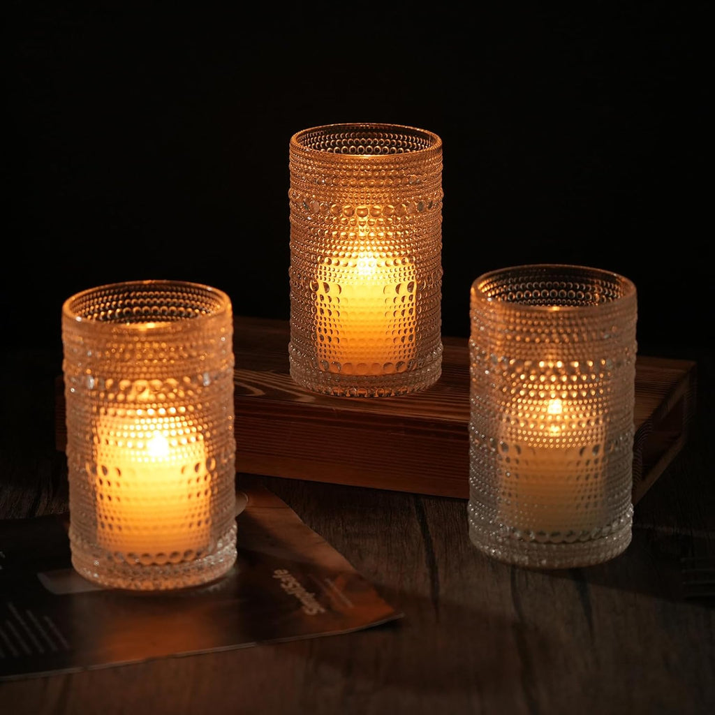 Moretoes Hobnail Drinking Glasses Set of 12 12 Oz Highball Glasses Clear Embossed Boho Water Glass Cups Kitchen Bar Tumbler Glassware Set for Whiskey  Beer  Juice  Milk and Various Mixed Drinks