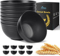 HOTEC BPA Free Unbreakable Wheat Straw Cereal Bowls - Microwave & Dishwasher Safe Soup and Salad Bowls  Set of 8  26oz  Black