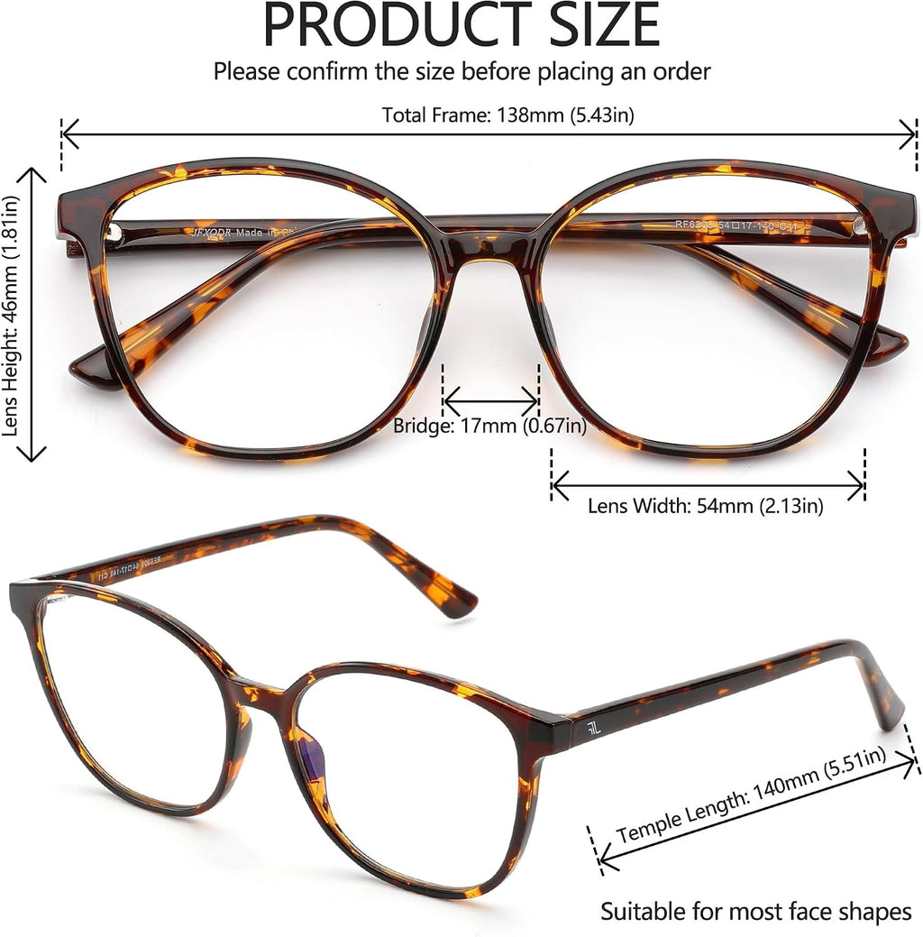 Women's Blue Light Blocking Glasses  TR90 Frame Computer Gaming Glasses Anti Eyestrain & UV Glare RF6208