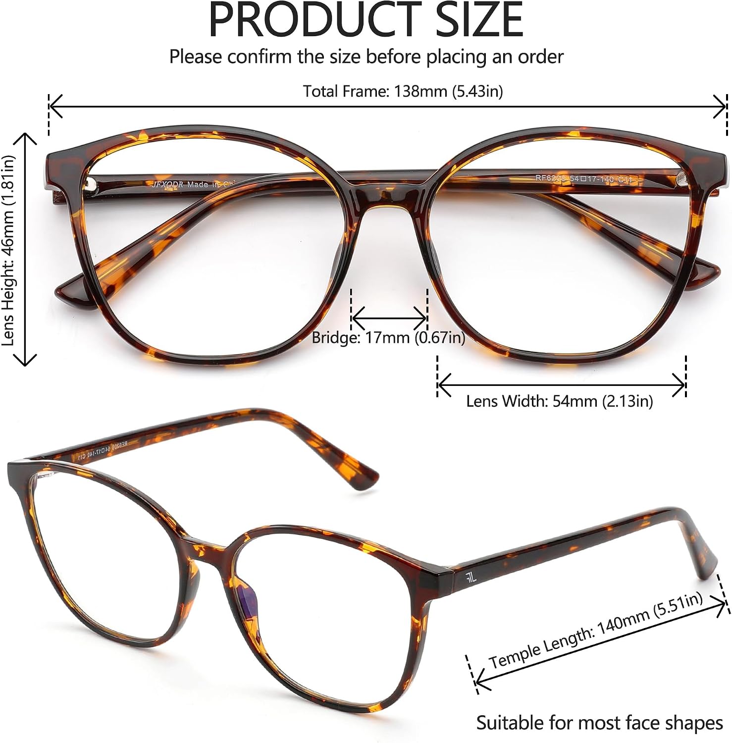 Women's Blue Light Blocking Glasses  TR90 Frame Computer Gaming Glasses Anti Eyestrain & UV Glare RF6208