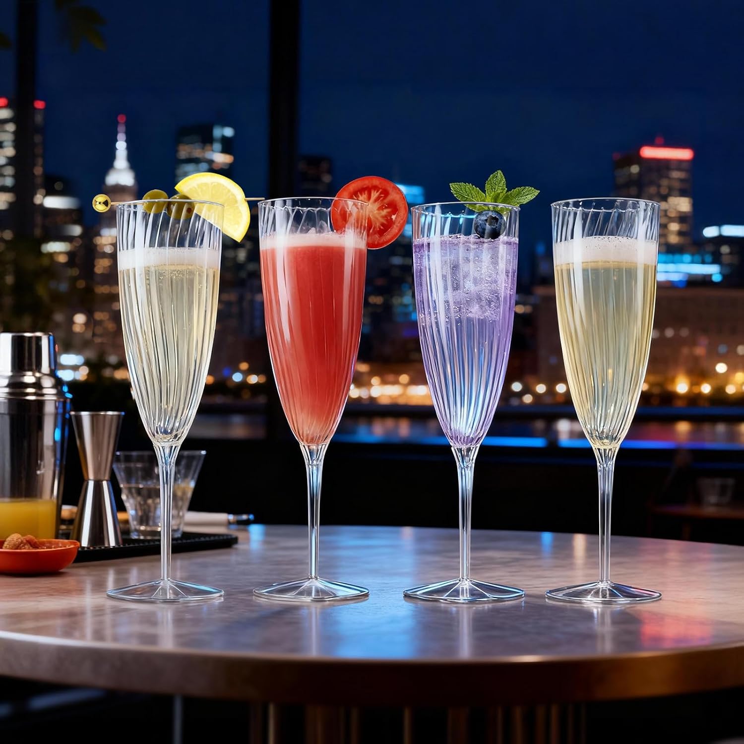 48 PCS Plastic Champagne Flutes Disposable  6 Oz Clear Plastic Champagne Glasses Reusable Wine Cocktail Cups for Weddings Parties Drinking Toasting Home Daily Life (Clear)