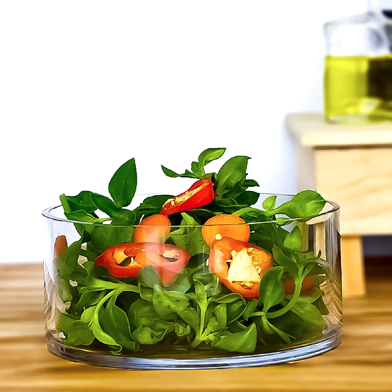 Large Glass Salad Bowl - Microwave & Dishwasher Safe - Centerpiece Serving Bowl - Mixing and Serving Dish - Clear Borosilicate Glass Fruit Bowl and Trifle Bowl  100oz.