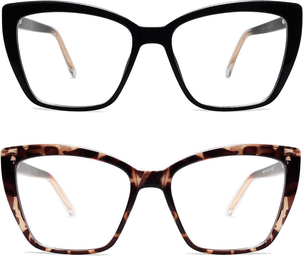 AMOMOMA Trendy TR90 Oversized Blue Light Reading Glasses Women Stylish Square Cat Eye Glasses AM6031