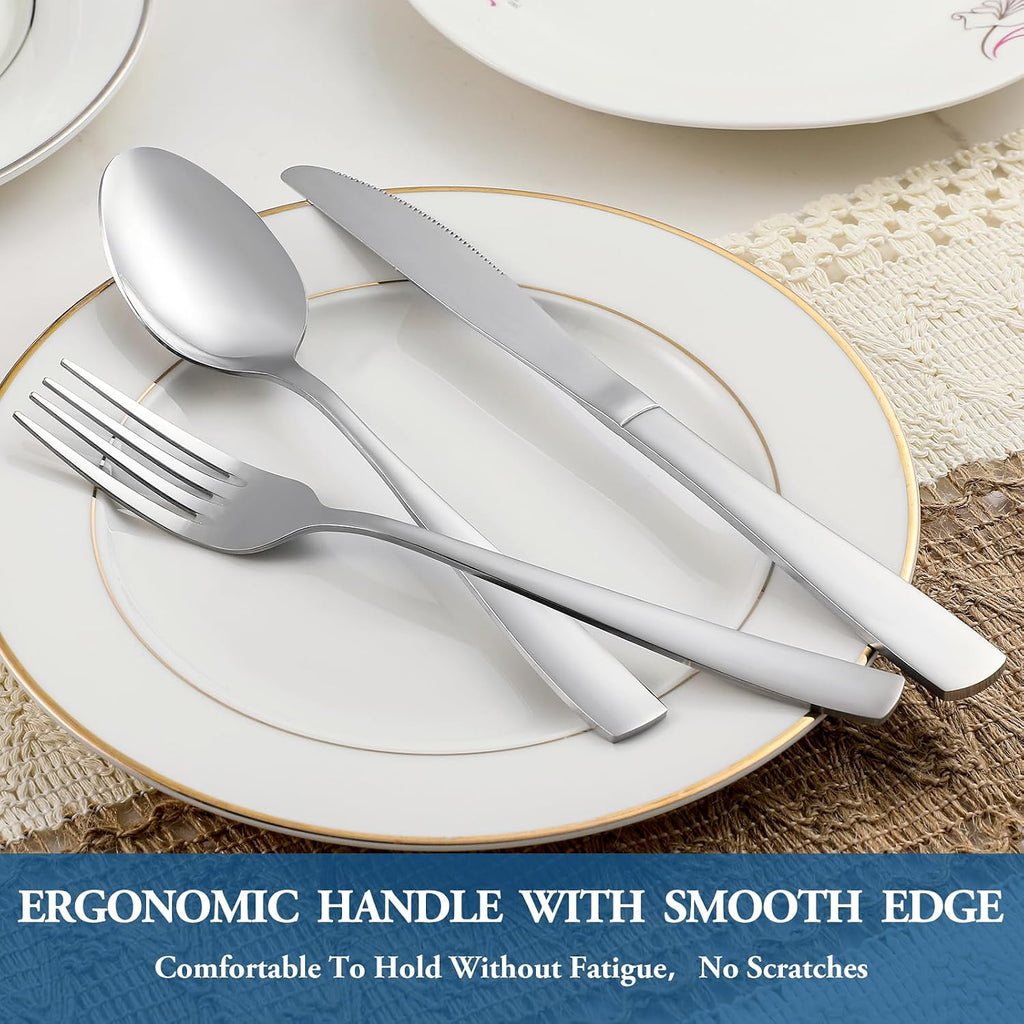12 Piece Dessert Forks Set  Food-Grade Stainless Steel Silverware Forks  Salad Forks  Metal Forks for Home  Kitchen or Restaurant  Mirror Polished  Dishwasher Safe - 8 Inch