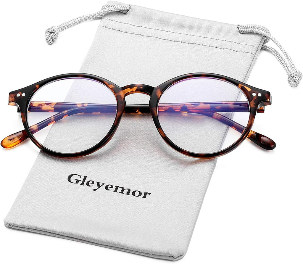 Gleyemor Blue Light Glasses for Men Women  Vintage Round Frame Computer Eyeglasses