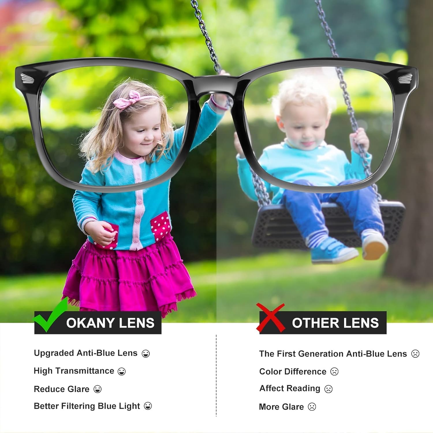 Okany Blue Light Glasses for Kids 3 Pack Blue Light Blocking Glasses for Girls Boys Computer Gaming Screen Glasses  Anti Glare Eyestrain Teen Fashion Glasses Age 3-10 (Grey Black+Transparent+Leopard)