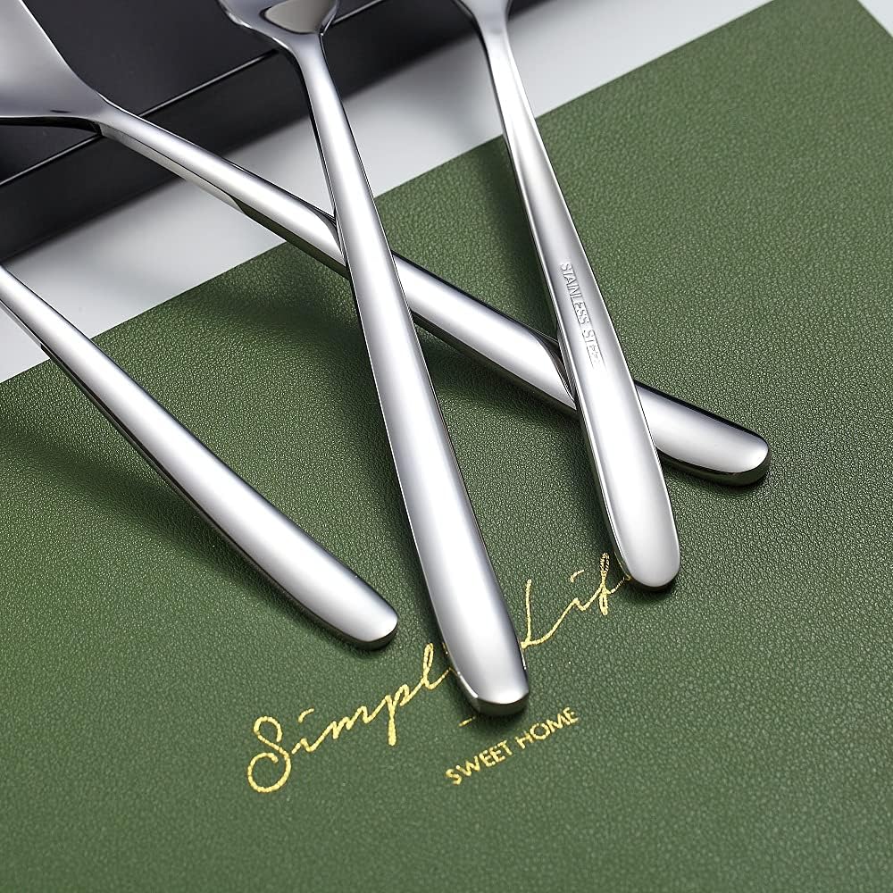 Stainless Steel Dinner Forks Set  6 Piece - Silverware for Home  Kitchen or Restaurant  Dishwasher Safe (Silver-8 Inch)