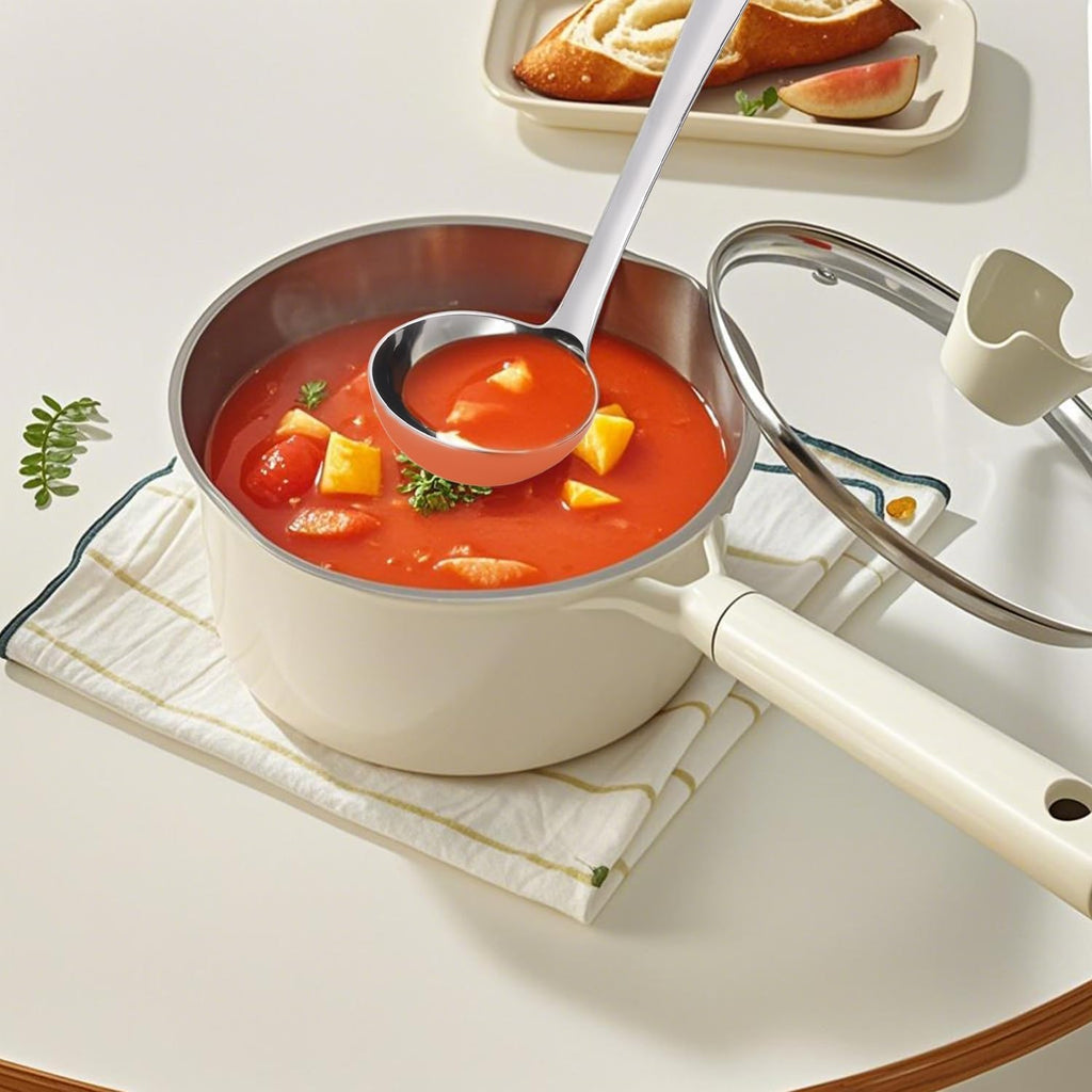Large Ladle Spoon 10.6 Inches Stainless Steel  Heavy Duty Mirror Polished Cooking Utensil  Dishwasher Safe  Kitchen Serving Tool  Rust-Resistant Metal Unique Soup Spoon