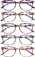 5 Pack Reading Glasses Blue Light Blocking for Women Computer Readers with Spring Hinge