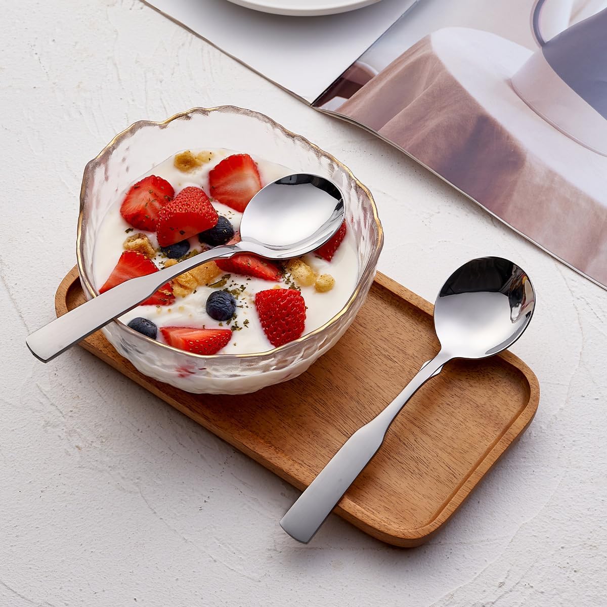 Stainless Steel 6.1' Heavy Duty Round Spoons  Dinner & Table Spoon Set  6-Piece