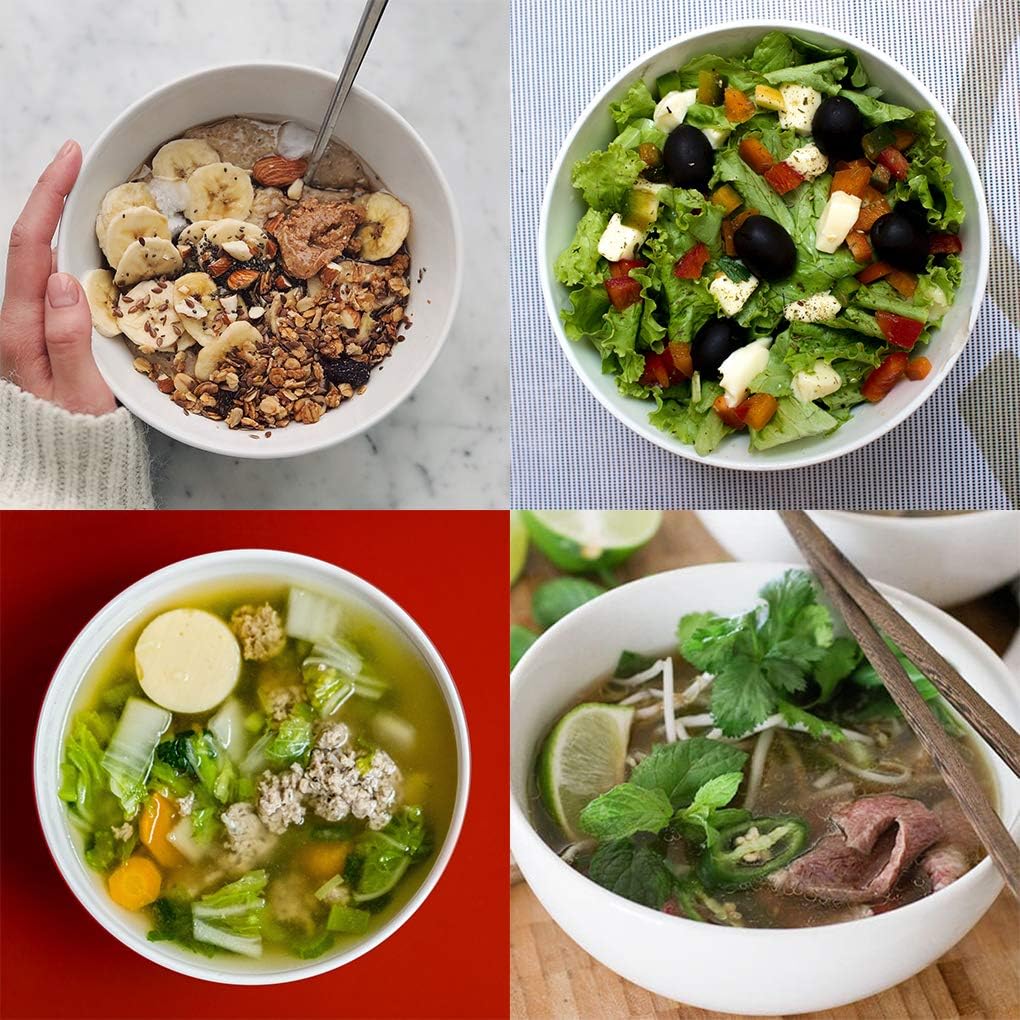 32 Ounce Large Cereal Bowls  Salad Bowls  Pasta Bowls  Soup Bowls  Pho Bowls  Chunni Durable Porcelain White Bowls Set of 4