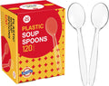 Plastic Soup Spoons  Heavy Duty Disposable Cutlery  Deepened Spoon Bowl for Hot Food  120 Count