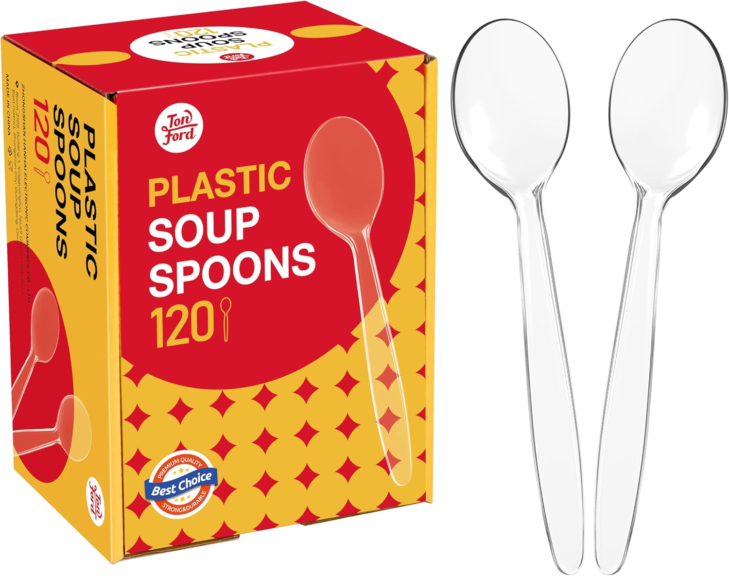 Plastic Soup Spoons  Heavy Duty Disposable Cutlery  Deepened Spoon Bowl for Hot Food  120 Count