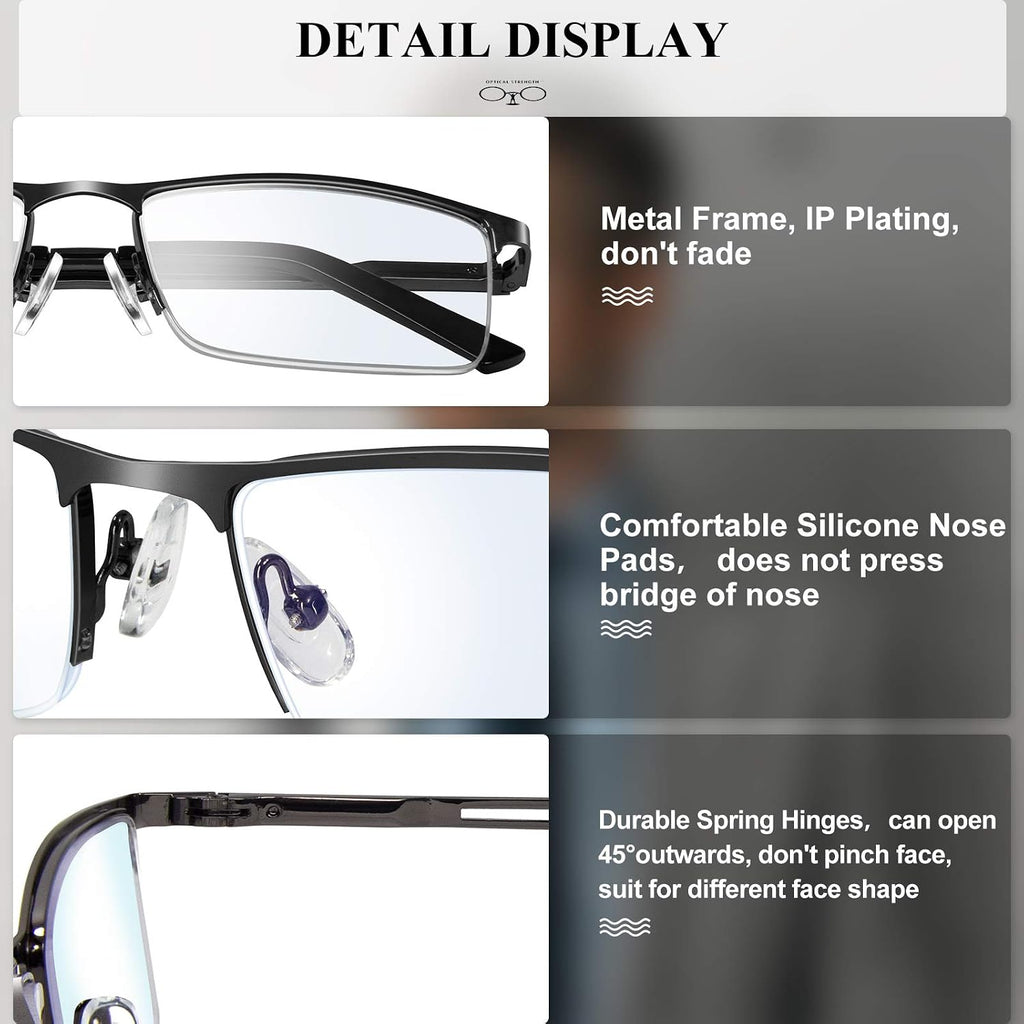 Reading Glasses for Men  0.75 Blue Light Blocking Reading Glasses Metal Readers