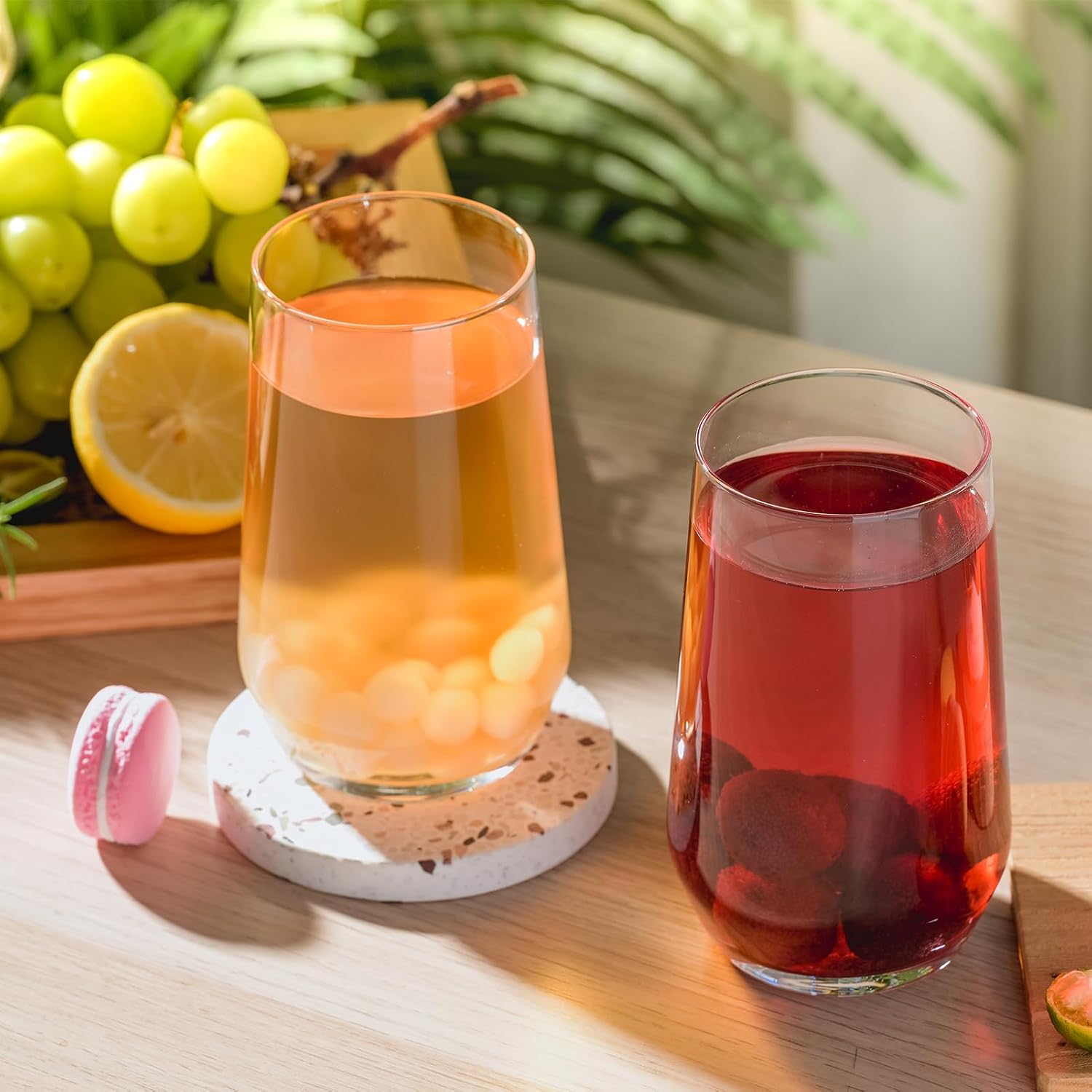 Drinking Glasses Set of 6  16.4 oz Crystal Water Glasses Tall Glass Cups Highball Glass for Cocktail Juice Mojito Iced Tea Kitchen and Bar Glassware Gifts for Christmas