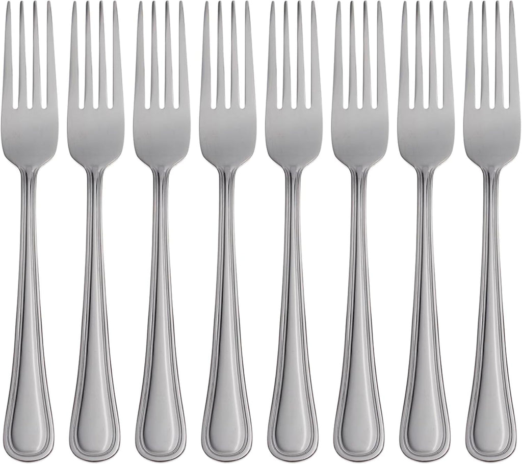 Oneida Silverware Set  Tress Everyday Flatware 8-Piece Dinner Forks Set  Service For 8  18/0 Stainless Steel  Rust Resistant  Dishwasher Safe  Home And Kitchen Utensils (Silver  8 Piece)
