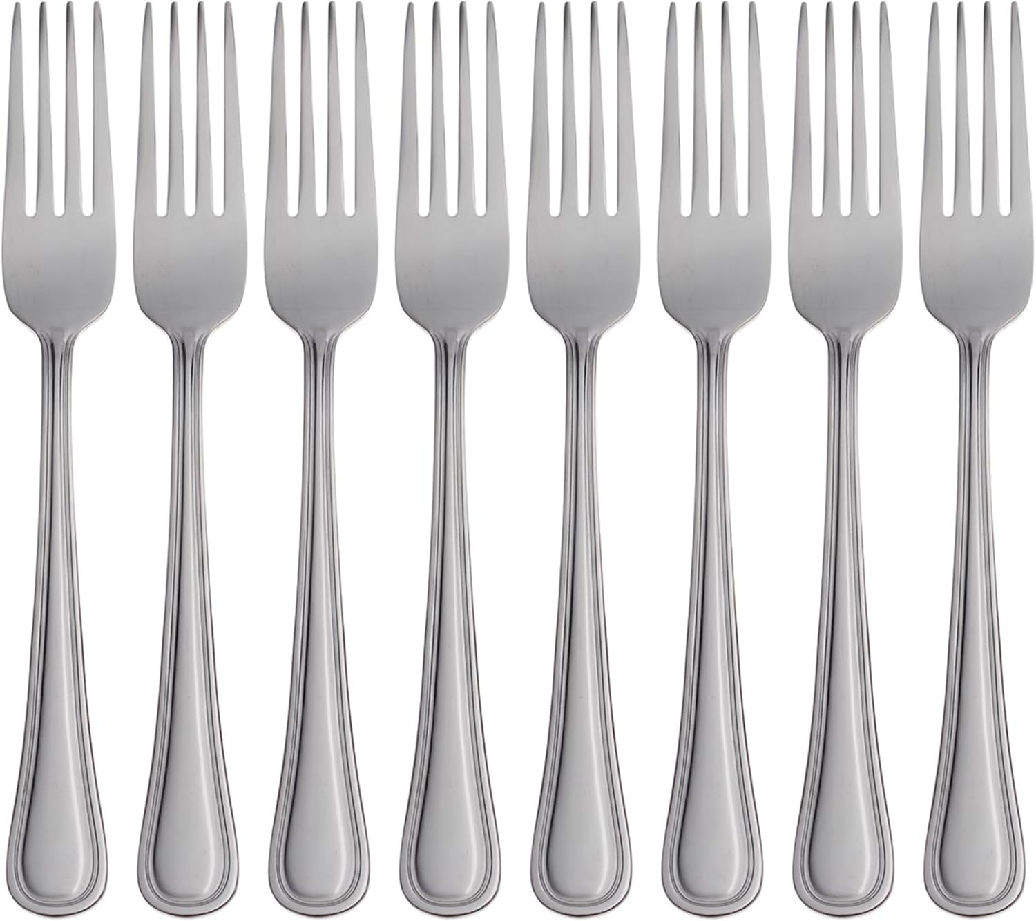 Oneida Silverware Set  Tress Everyday Flatware 8-Piece Dinner Forks Set  Service For 8  18/0 Stainless Steel  Rust Resistant  Dishwasher Safe  Home And Kitchen Utensils (Silver  8 Piece)