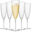 48 PCS Plastic Champagne Flutes Disposable  6 Oz Clear Plastic Champagne Glasses Reusable Wine Cocktail Cups for Weddings Parties Drinking Toasting Home Daily Life (Clear)