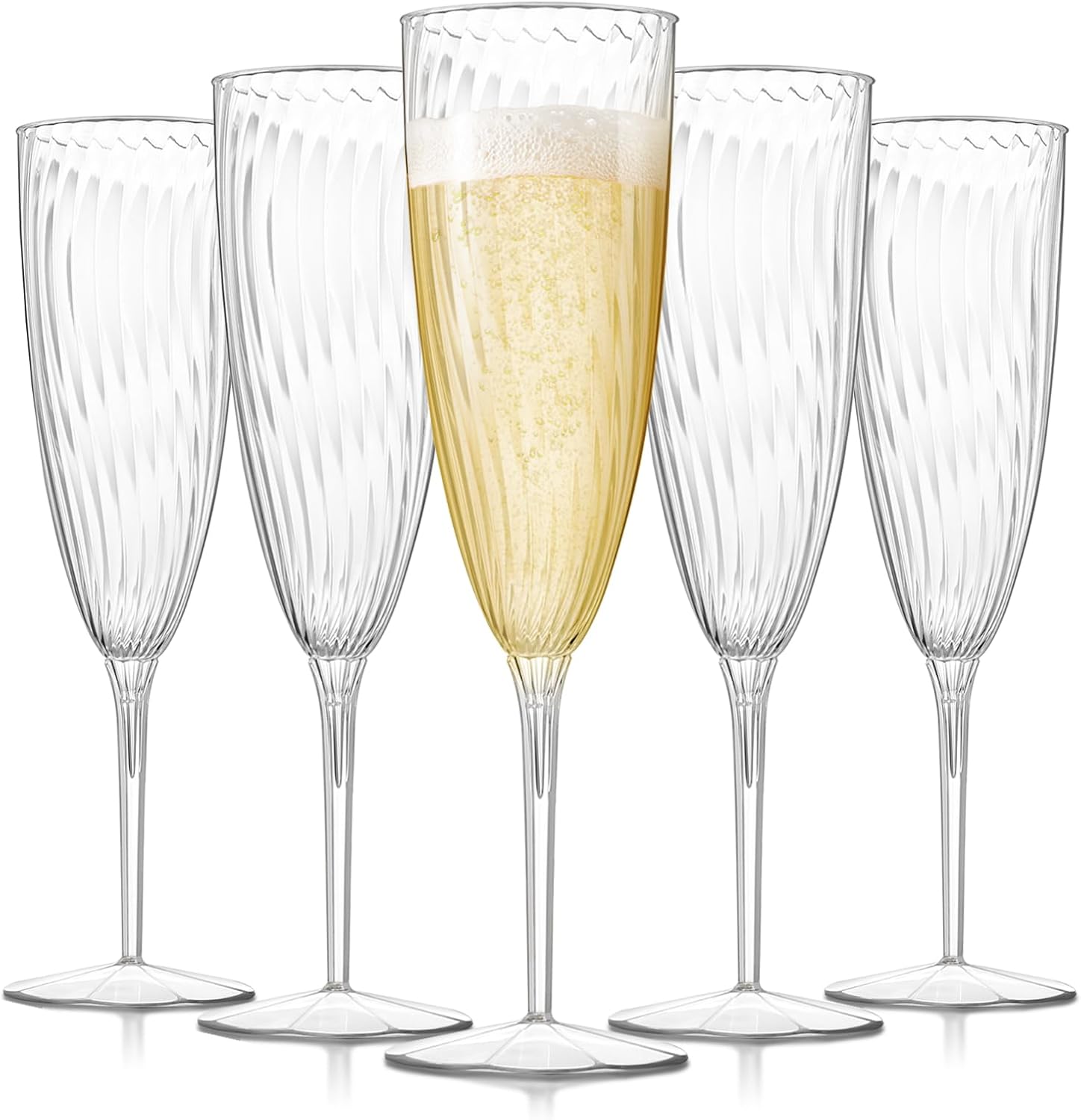 48 PCS Plastic Champagne Flutes Disposable  6 Oz Clear Plastic Champagne Glasses Reusable Wine Cocktail Cups for Weddings Parties Drinking Toasting Home Daily Life (Clear)