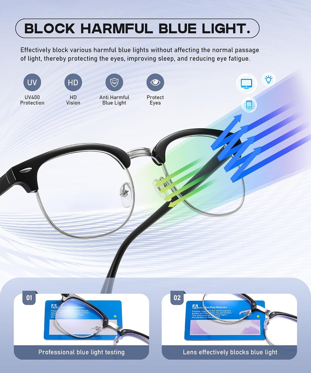 Blue Light Blocking Glasses Computer/Gaming/Screen Glasses for Women or Men，Anti Blue Light & UV