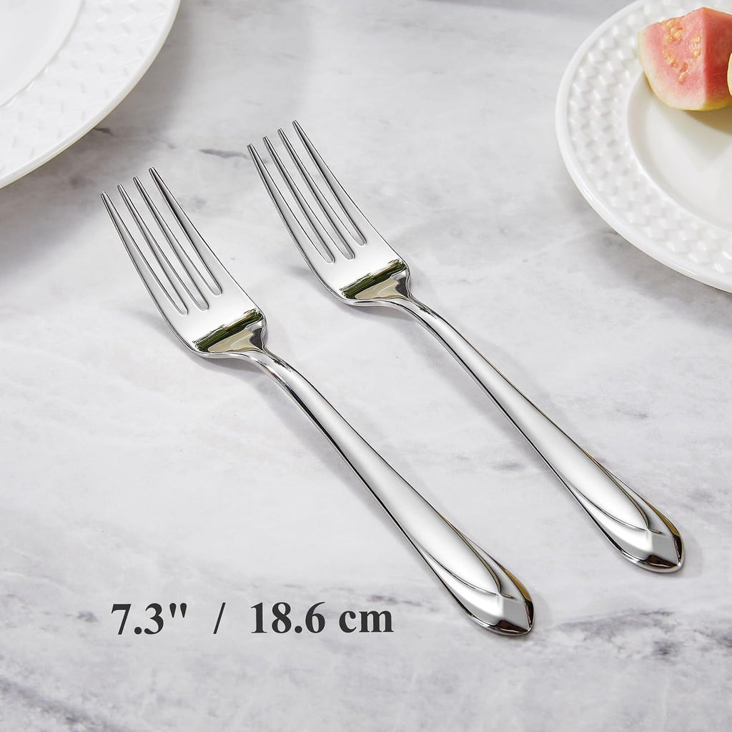 KEAWELL Premium Astra 4-Piece 7.3 inch Fork Set – 18/10 Stainless Steel Mirror-Finished Silverware with Diamond-Faceted Handles  Comfortable Grip and Dishwasher Safe (4  Salad Forks)