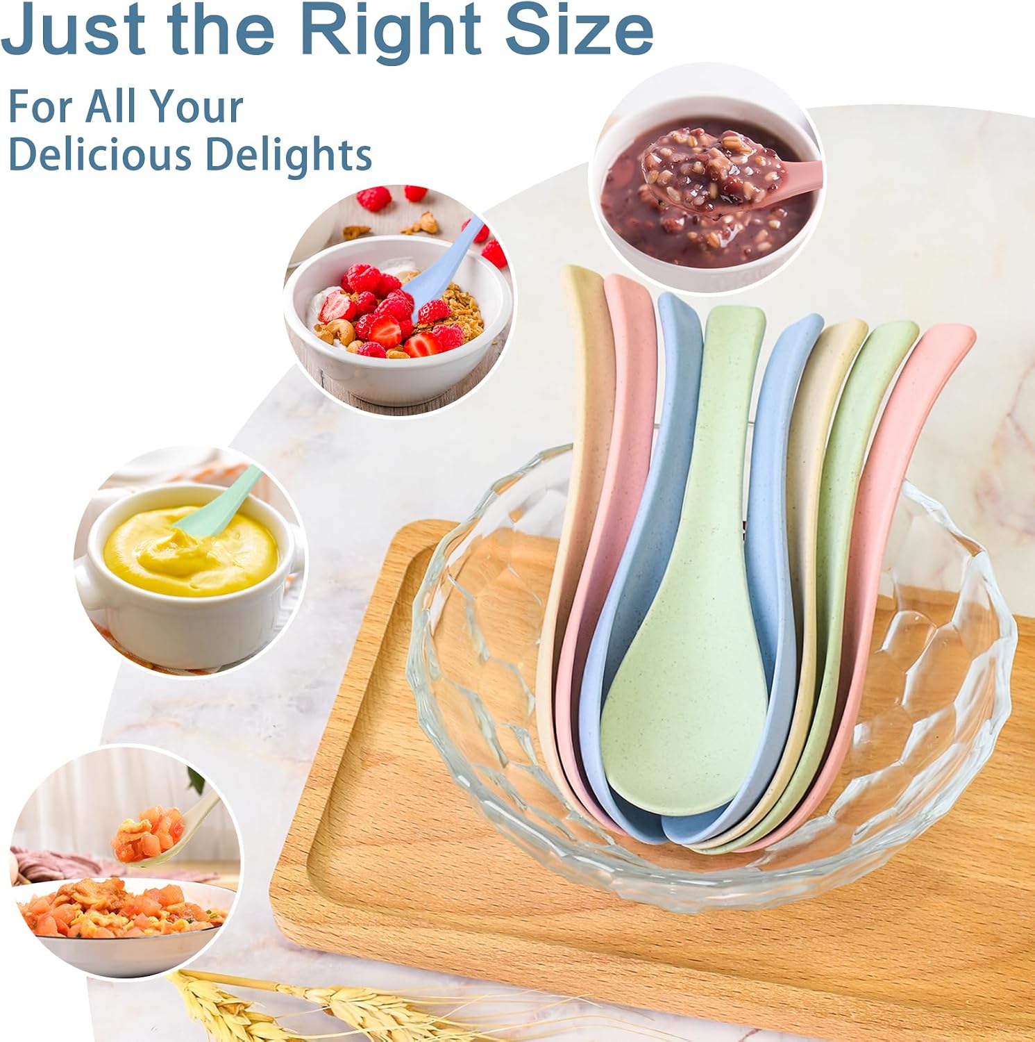 8 Pcs Plastic Spoon Dinner Spoons  Lnrkai Portable Reusable Soup Spoon Reusable Multicolor Lightweight Durable Spoon Dishwasher & Microwave Safe for Gift Set (8PCS)