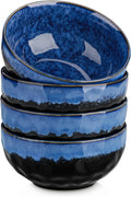 vancasso Starry 24oz Bowls for Soup  Ceramic Soup Bowls Set of 4  Blue Cereal Bowls Set for Kitchen  Salad Bowls Set  Pasta Oatmeal Bowls  Lead-free  Dishwasher & Microwave Oven Safe  Blue