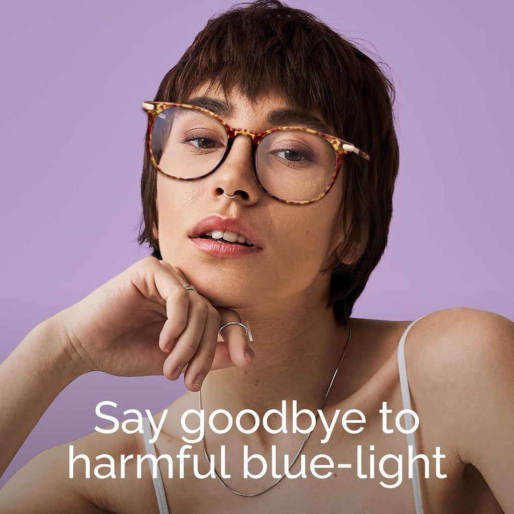Gaoye Blue Light Blocking Glasses  Retro Round Eyewear Frame Anti Eyestrain Computer Glasses for Women Men (Tea Leopard/Transparent Lens)