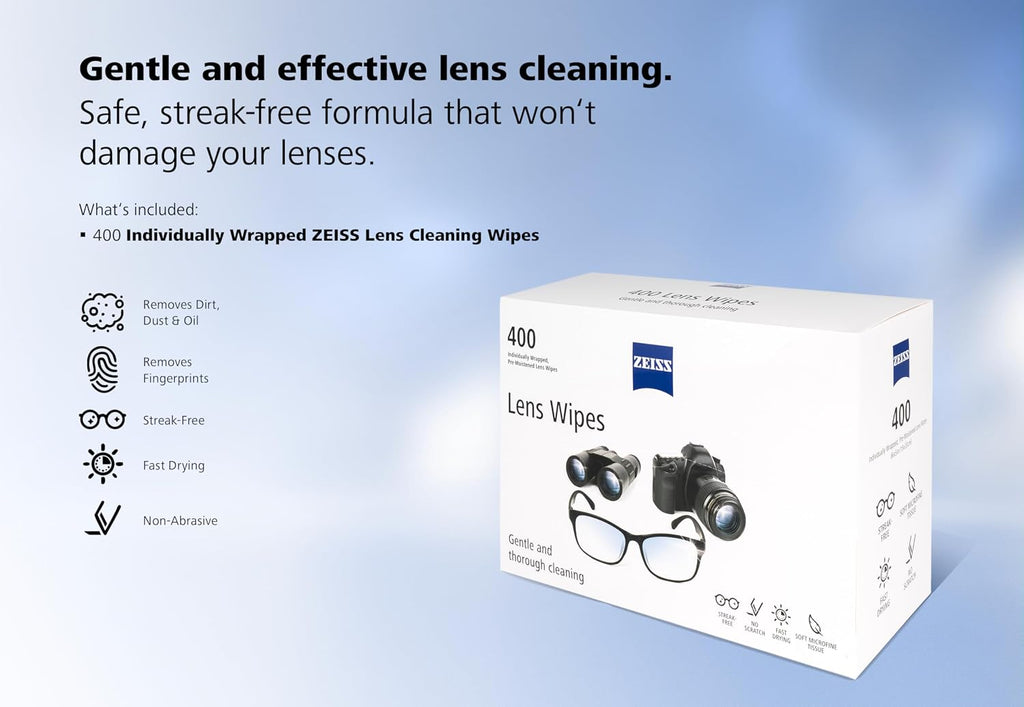 ZEISS Pre-Moistened Alcohol Wipes  Glasses Cleaner  400 Count