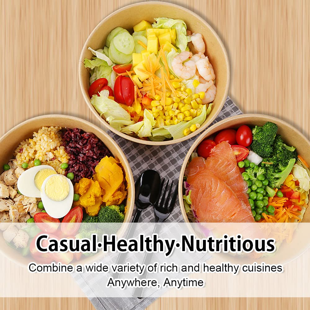 36Oz 50Pcs Large Paper Bowls with Lids  Disposable Soup Serving Bowls Bulk Party Supplies for Hot/Cold Food  Soup (36 OZ)