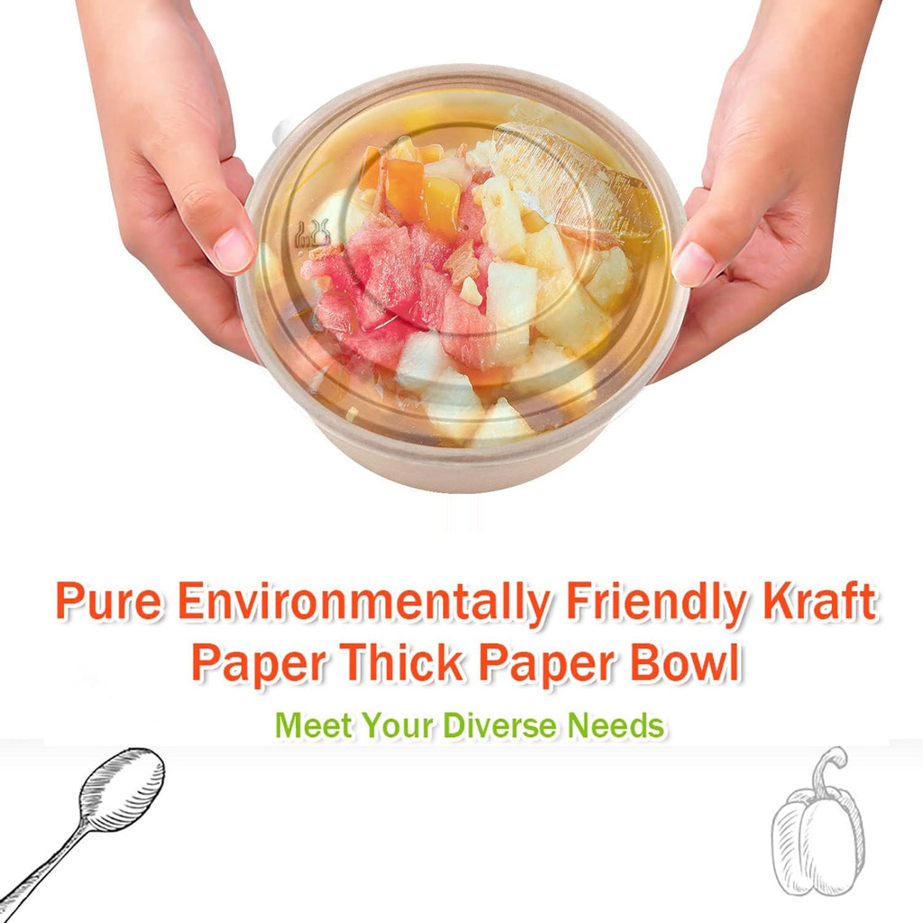 36Oz 50Pcs Large Paper Bowls with Lids  Disposable Soup Serving Bowls Bulk Party Supplies for Hot/Cold Food  Soup (36 OZ)