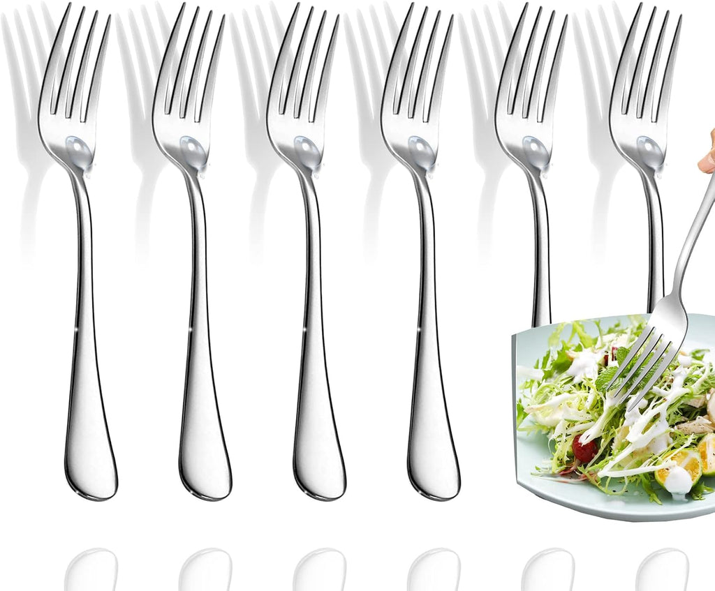 Forks Salad Forks Set of 6 Top Food Grade Stainless Steel Forks Silverware Set  Flatware Forks Cutlery Forks 6.5 Inches  Mirror Polished & Dishwasher