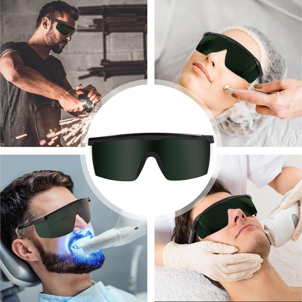 FreeMascot IPL 200nm-2000nm Laser Safety Glasses for Laser Hair Removal Treatment and Laser Cosmetology Operator Eye Protection with Case (Green)