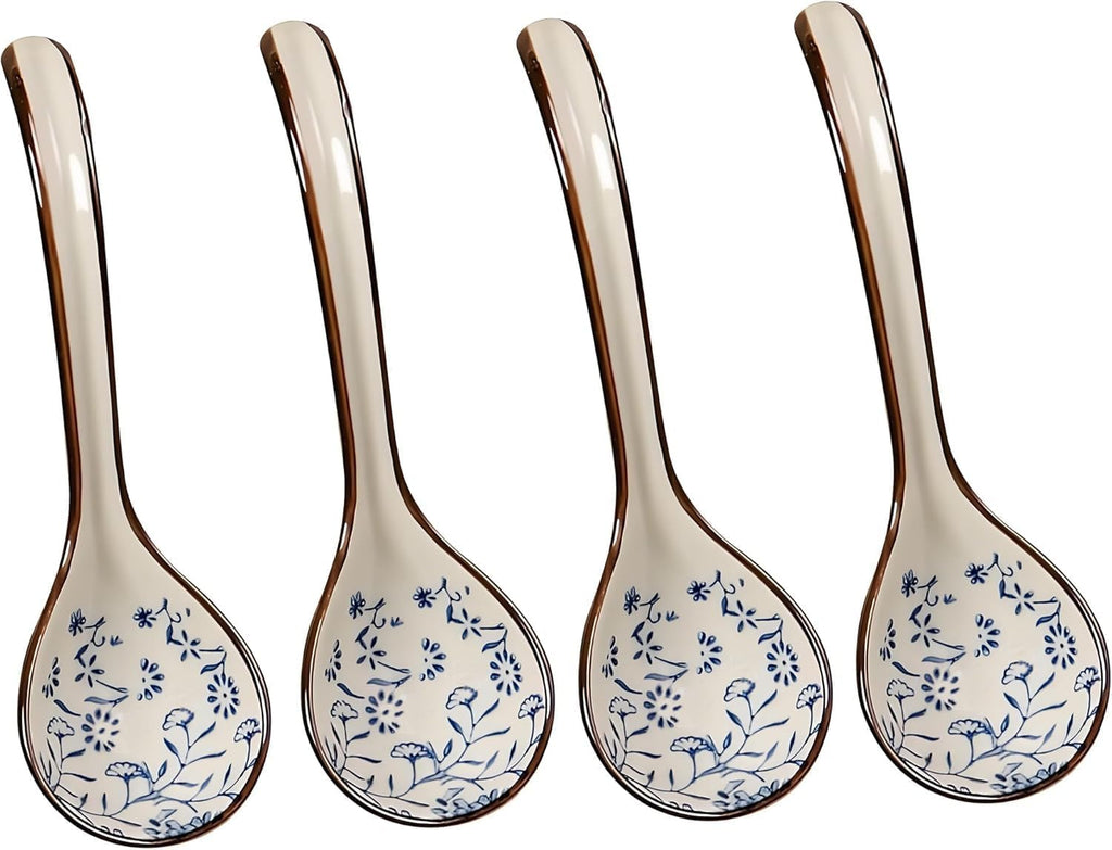 4 pieces Hand-crafted Japanese style Ceramic Soup Spoon(gift boxes including)