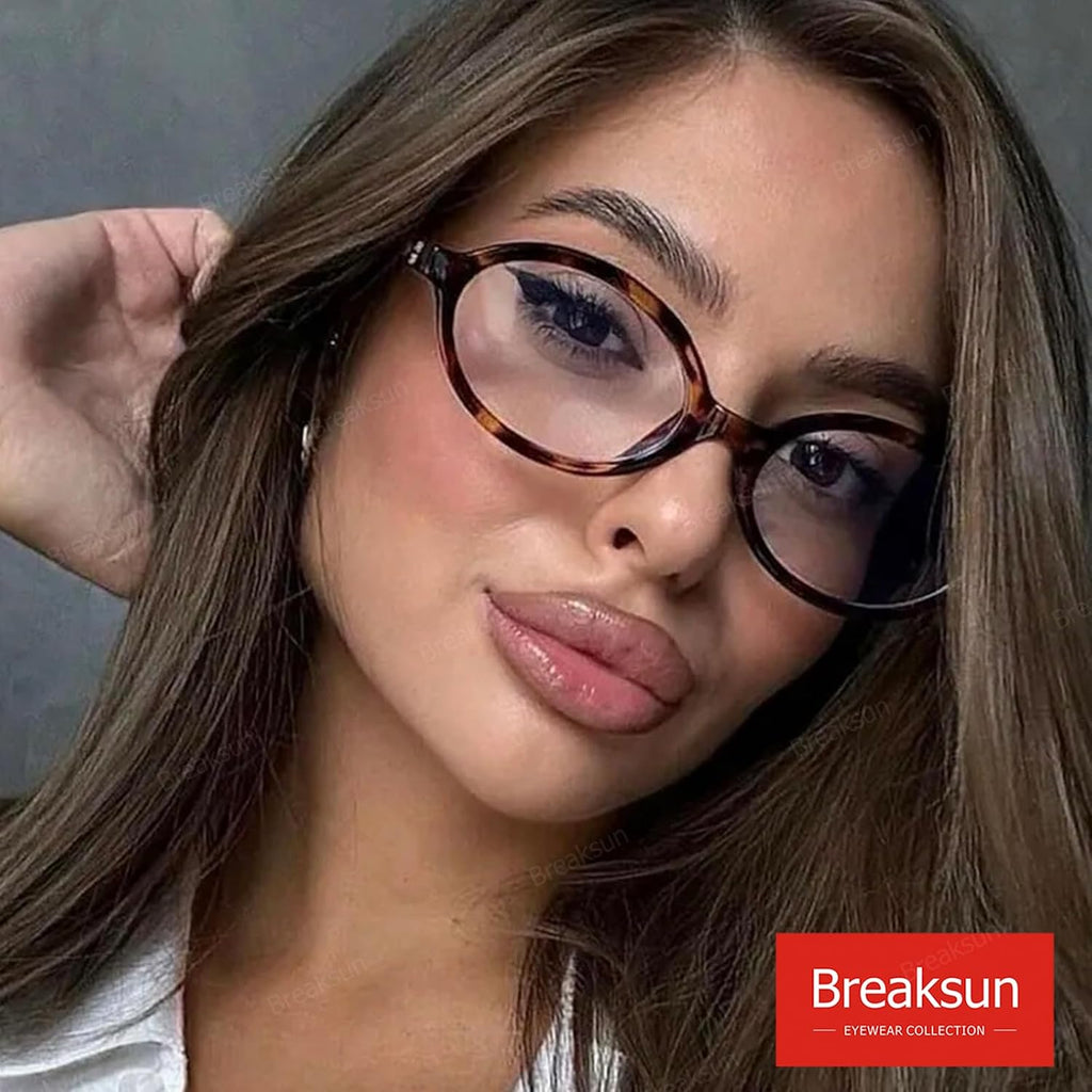 Fashion Oval Glasses for Women Men Retro Round Tortoise Frame Blue Light Glasses Nerd Eyeglasses