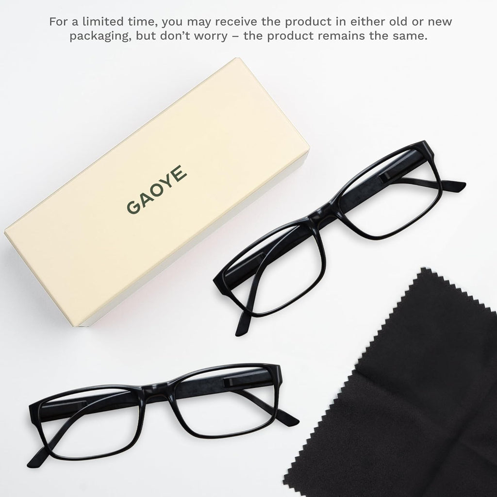 Gaoye 2-Pack of Reading Glasses +0.75 - Blue-Light Filter  UV Protection - Readers with Rectangle Frames