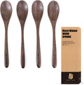 Black Walnut Wooden Spoons  4pcs Soup Spoons for Eating  Eco-Friendly Japanese Kitchenware Set  Natural Wood Utensils for Cooking Mixing Stirring
