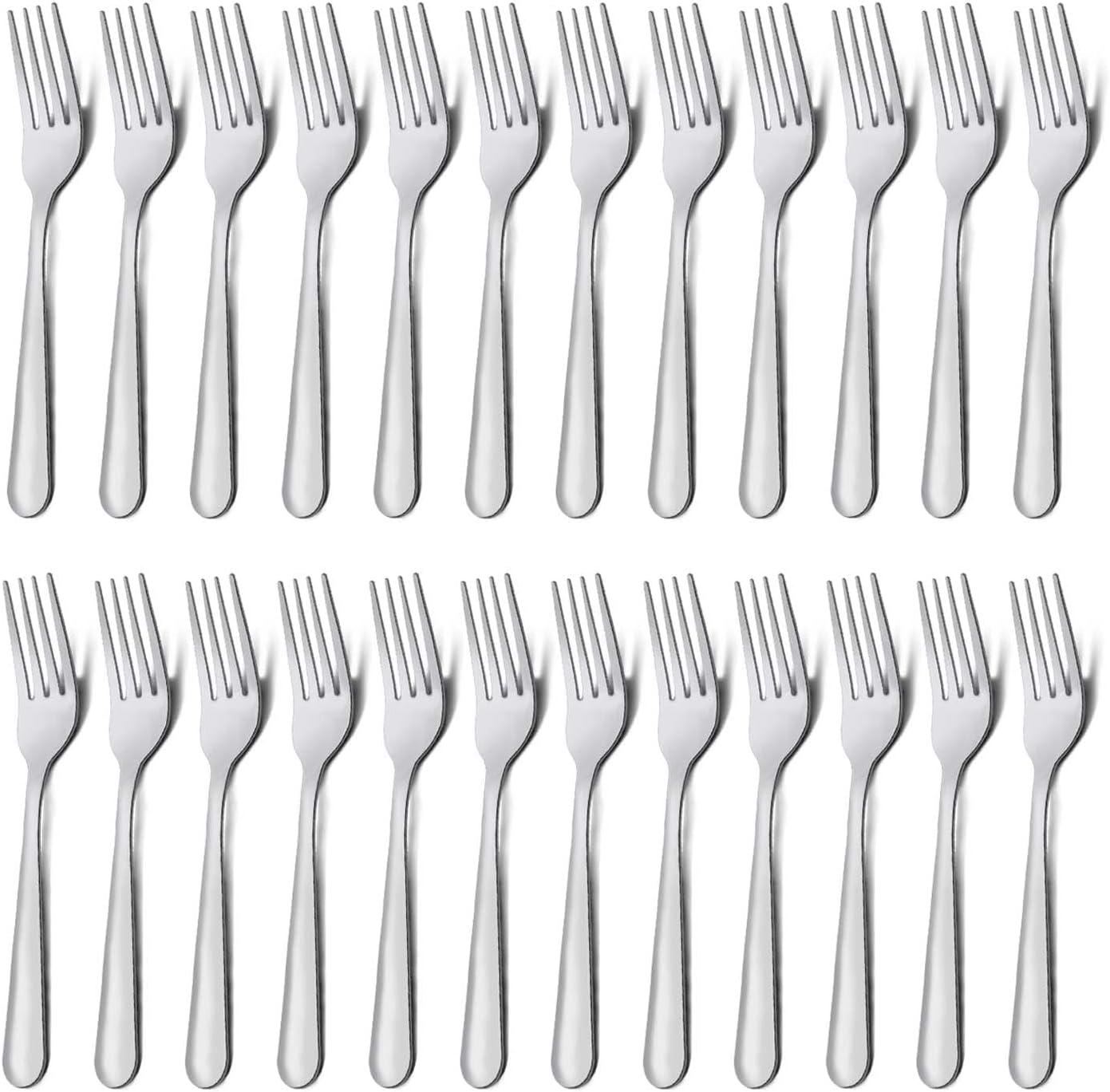 Unokit 24-Piece Stainless Steel Dinner Forks Silverware - 7.1 Inch Silver Dinner Forks Set of 24  Forks Set  Flatware Forks for Home  Kitchen or Restaurant  Mirror Polished  Dishwasher Safe