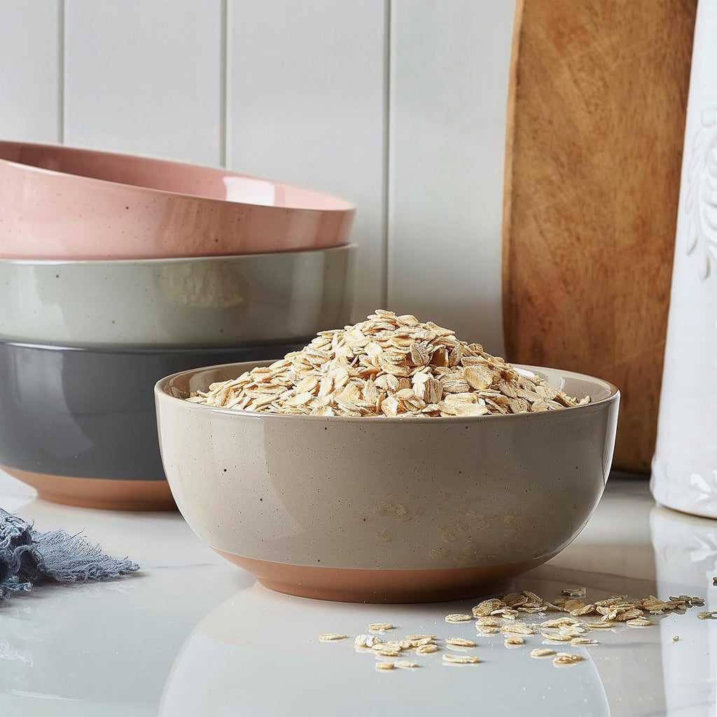 Morandi Color Large Ceramic Bowls Set of 4  30 Ounce Cereal  Soup  Salad  Oatmeal  Serving Bowls - Dishwasher & Microwave Safe