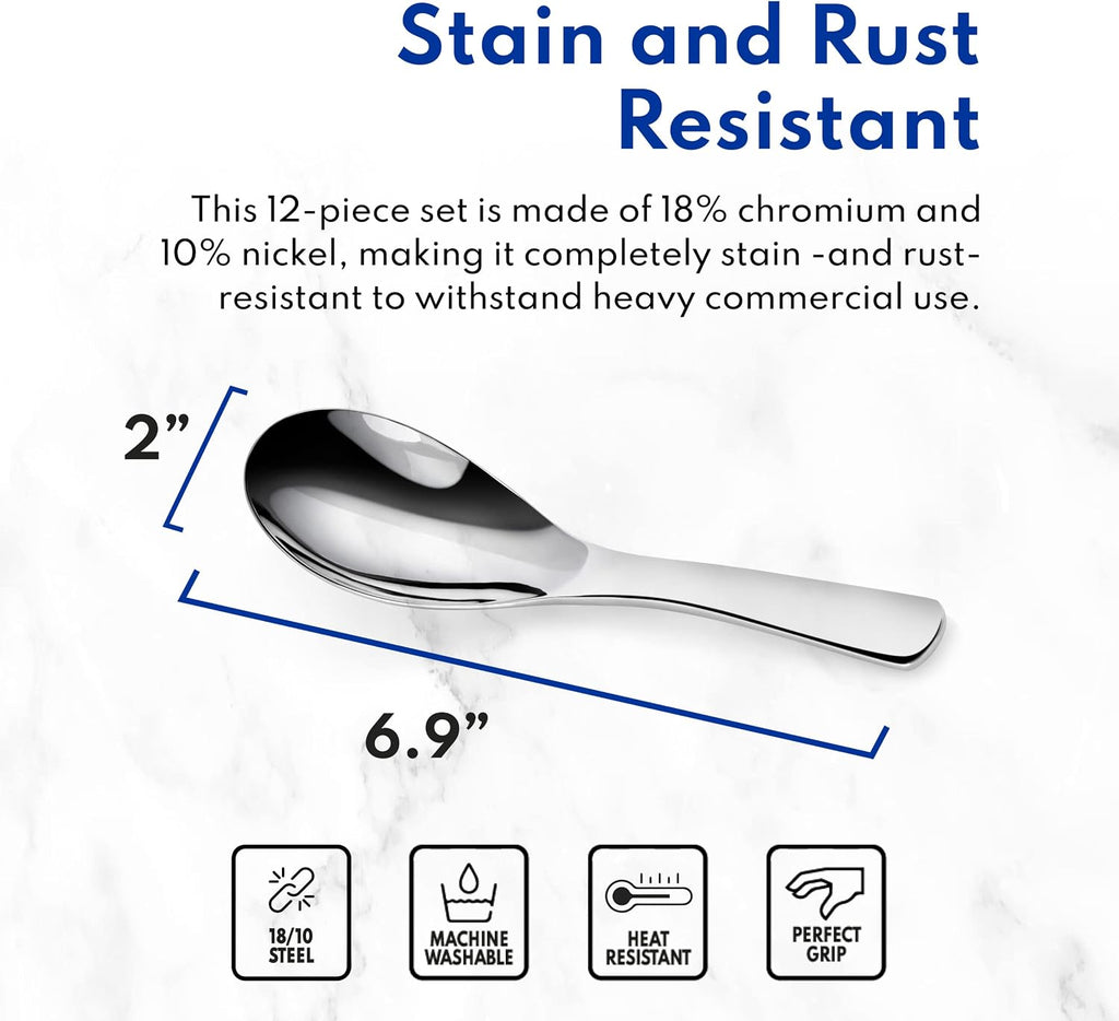 New Star Foodservice 1029062 Extra Heavy Duty Stainless Steel 18/10 Soup Spoons  Set of 12