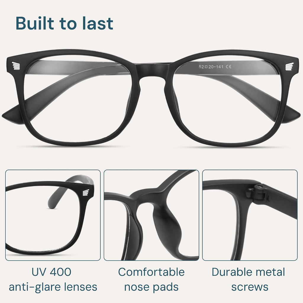 Gaoye Black Blue Light Glasses for Computer & Gaming - Anti UV Ray Lenses  Scratch-Resistant & Comfort Fit