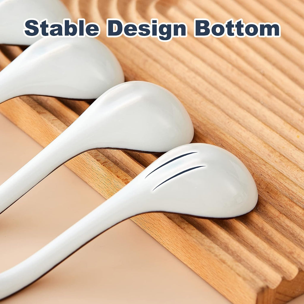 Ceramic Asian Soup Spoons  Easy to Hold  Long Handle Perfect Depth Spoon Set for Japanese Ramen Noodles  Chinese Dumpling  Pho  Miso  Wonton  Dishwasher Safe -Set of 4 - Blue