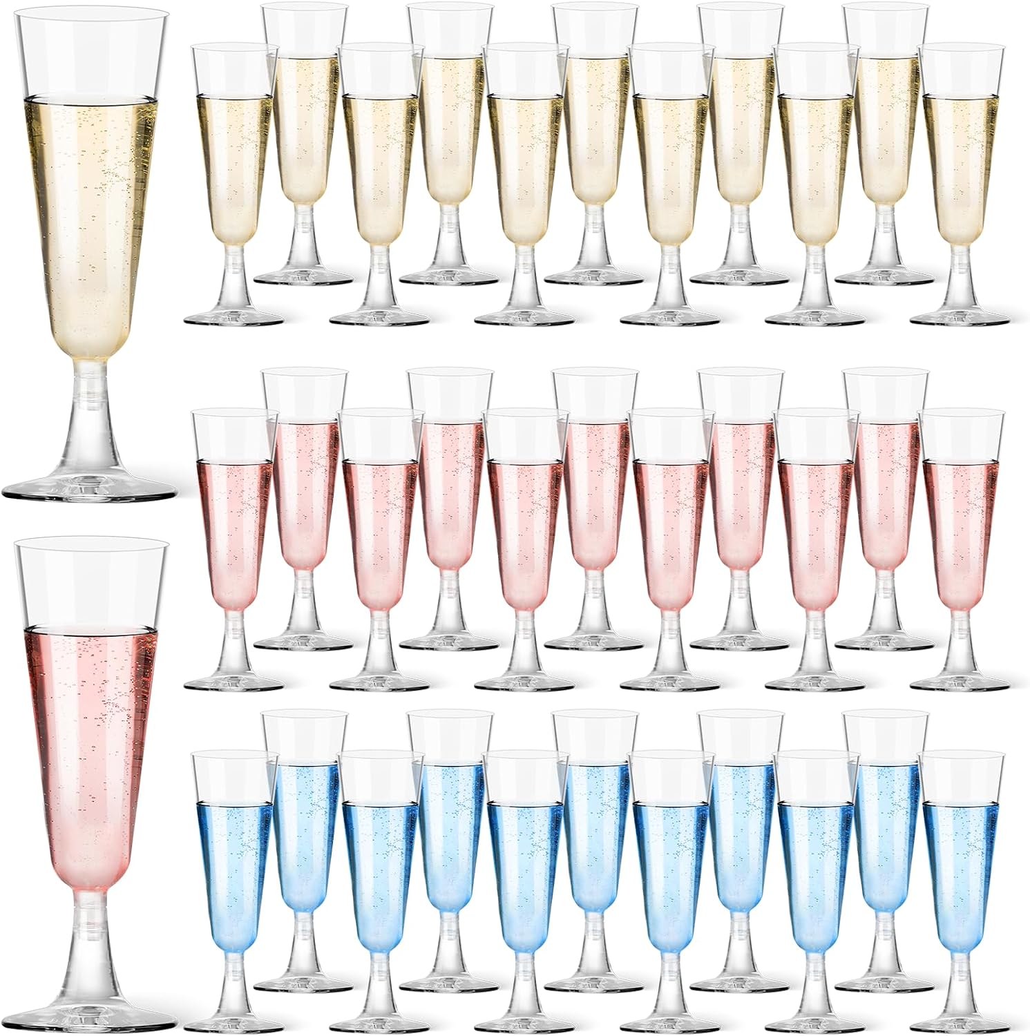 GuanQiao Plastic Champagne Flutes 40 Pack  5.5 Oz Clear Disposable Plastic Champagne Glasses  Wine Glasses Cups for Wedding Celebration Birthday Party Wine Tasting New Years Eve Party Supplies