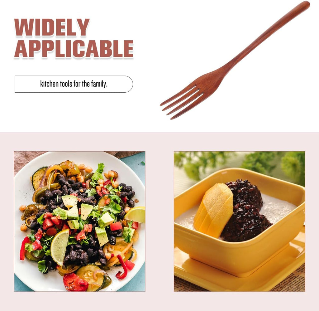Cabilock Wooden Forks: Japanese Style Reusable Wood Tasting Fork for Salad  Pasta  Grill  Fruit  Noodles - Kitchen Cooking Serving Utensil