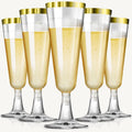 SUREHOME Champagne Flutes Plastic Champagne Glasses Disposable 100 Pack 5 Oz Gold Rim Mimosa Glasses Acrylic Wedding Toasting Cocktail Cups for New Years Eve Party Supplies 2026 New Years Decorations