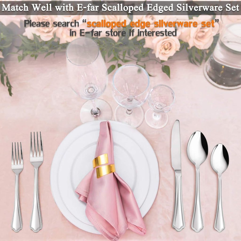 Salad Forks Set of 12  E-far 6.7 Inch Stainless Steel Dessert Forks for Home  Kitchen or Restaurant  Non-toxic & Mirror Polished  Scalloped Edge & Dishwasher Safe