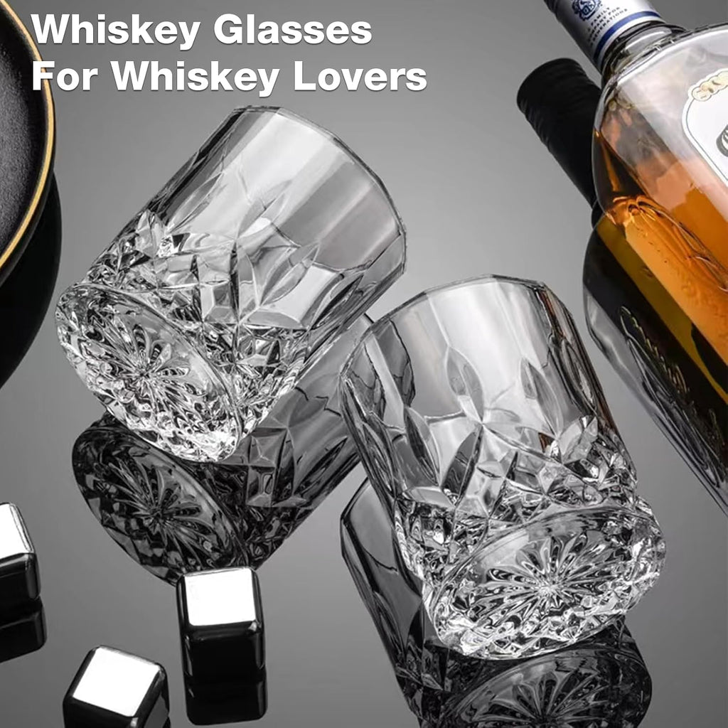 Crystal Whiskey Glasses Set of 8(Buy 6  get 2 Free)  11 OZ Old Fashioned Whiskey Glasses  Bourbon Cocktail Rocks Glasses  Clear Bar Glasses for Drinking Scotch Vodka Tequila Rum Gift for Men
