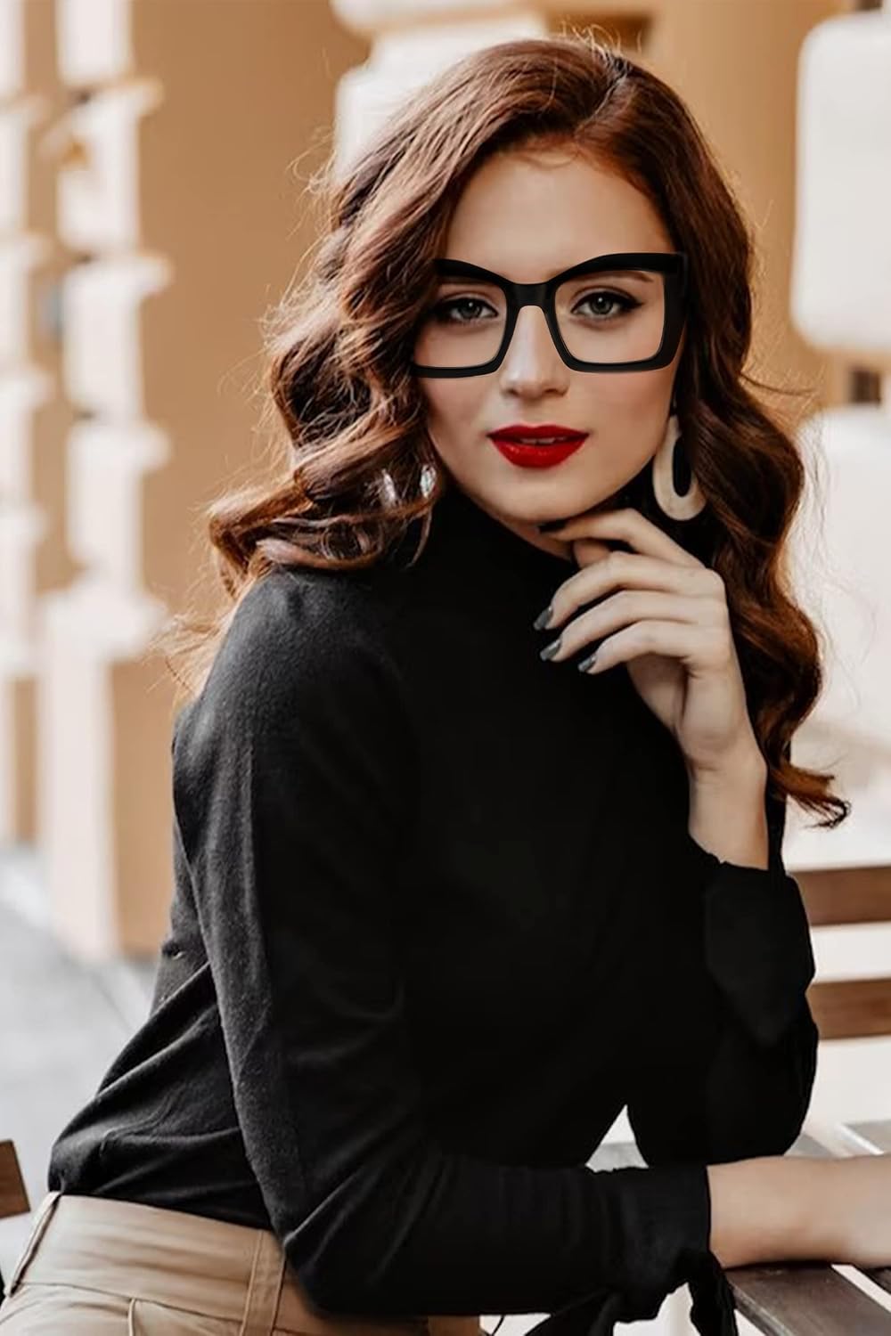 REAVEE Oversized Square Reading Glasses Oprah Style for Women  Blue Light Blocking Large Frame Computer Readers Spring Hinge