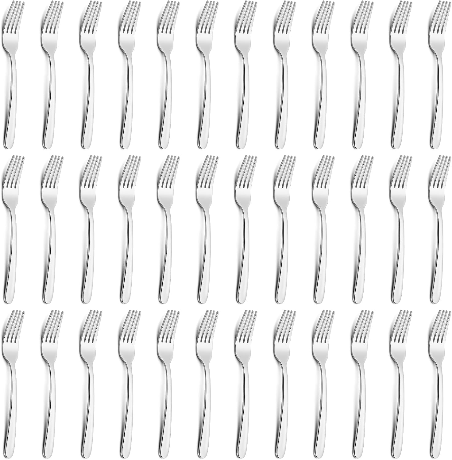 Pleafind 36-Pcs Salad Forks Set (7.1 inch)  Stainless Steel Flatware Forks Silverware  Mirror Polished Dessert Forks Bulk Set  Small Metal Forks for Home  Kitchen  Restaurant  Dishwasher Safe
